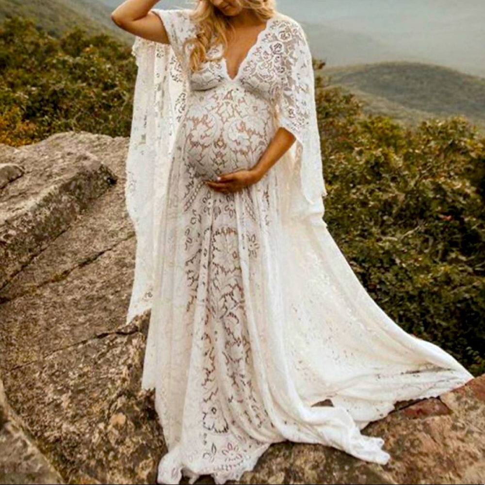 Beautiful white maternity dress lace
